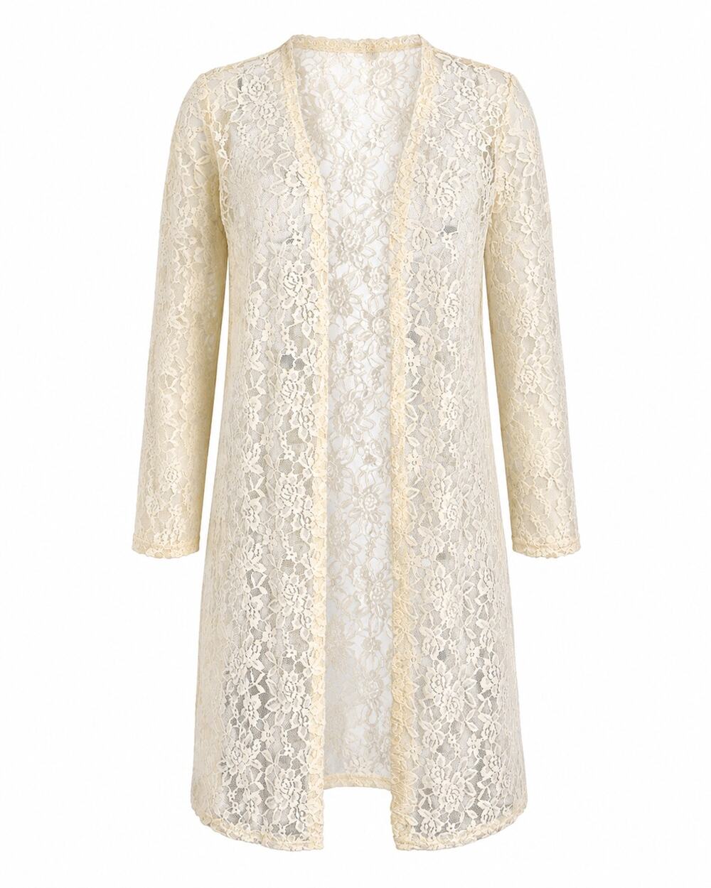 Grace & Emma Ivory Lace Duster Cardigan S/M Boho Romantic Cottagecore
